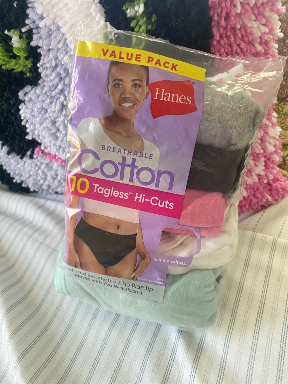 Hanes Breathable Cotton Tagless Hi-Cut Briefs – Black, Pink, White, Mint, Gray
